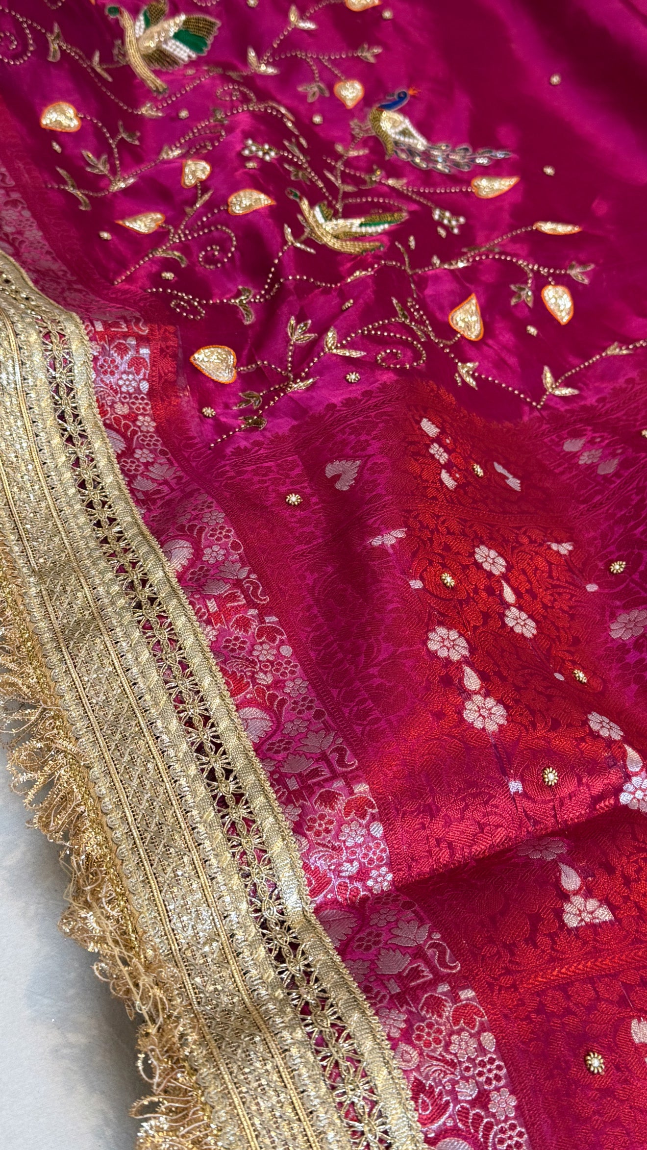 Hathi , ghoda aur palki wali saree - Husn tissue silk hand embroidered saree